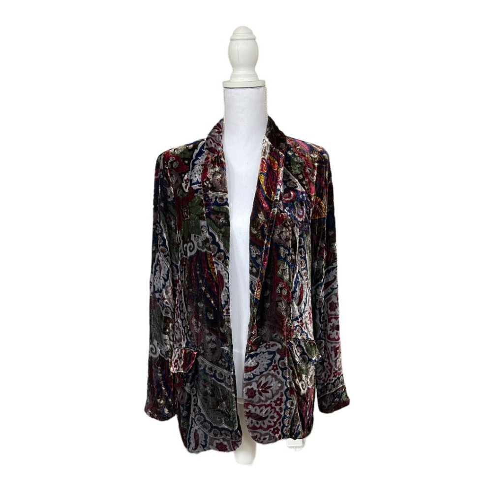 Zara paisley velvet blazer